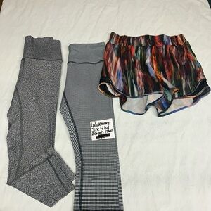 Lululemon Leggings and Colorful Shorts Set